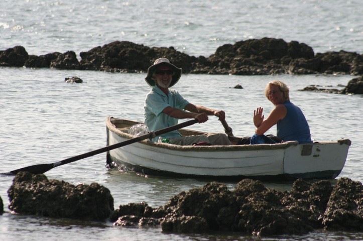 Jerry and Sim in Dinghy
